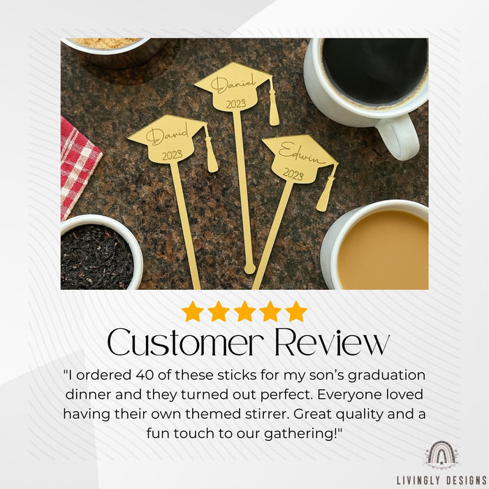 Personalized Graduation Drink Stirrers: Custom Acrylic Party Favors