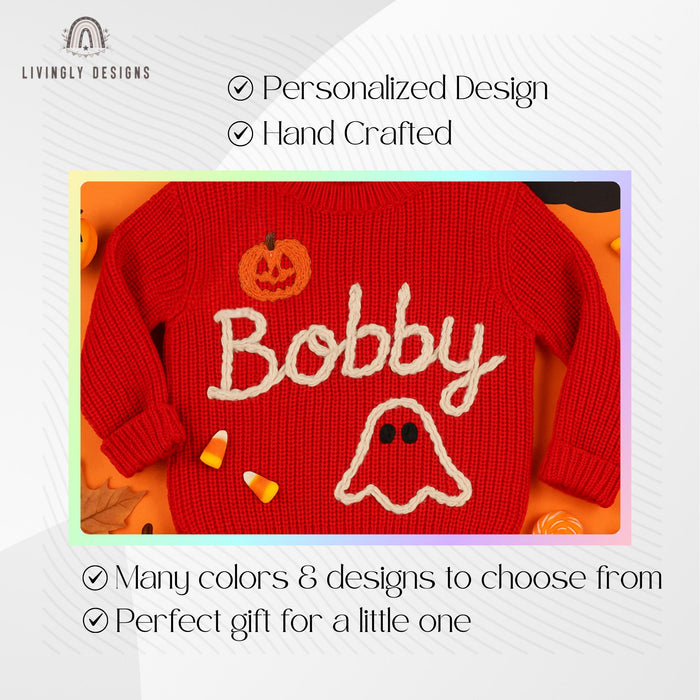 Personalized Hand Embroidered Halloween Sweater
