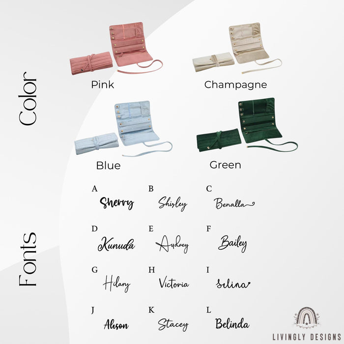 Personalized Velvet Jewelry Roll Custom Travel Organizer