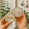 Personalized Resin Agate Coasters: Metallic Rim, Custom Wedding Decor