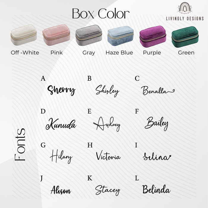 Personalized Velvet Jewelry Case | Custom Travel Jewelry Box with Name | Bridesmaid Gift, Birthday Gift, Wedding Keepsake