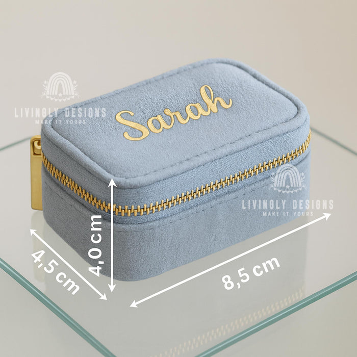 Personalized Velvet Jewelry Case | Custom Travel Jewelry Box with Name | Bridesmaid Gift, Birthday Gift, Wedding Keepsake