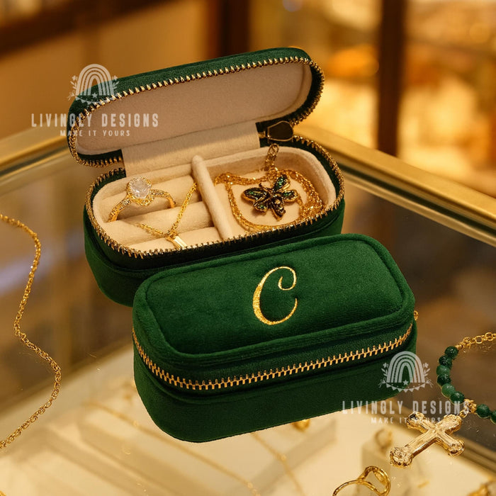 Personalized Velvet Jewelry Case | Custom Travel Jewelry Box with Name | Bridesmaid Gift, Birthday Gift, Wedding Keepsake