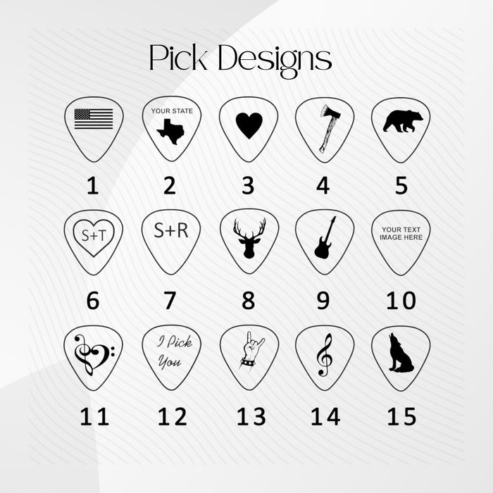 Personalized Walnut Guitar Pick Set: Engraved Magnetic Box, Musician Gift