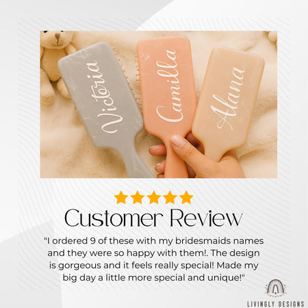 Personalized Name Hairbrush with Ribbon | Custom Engraved Comb Gift | Bridesmaid Gift, Birthday Gift, Mother’s Day Gift for Her