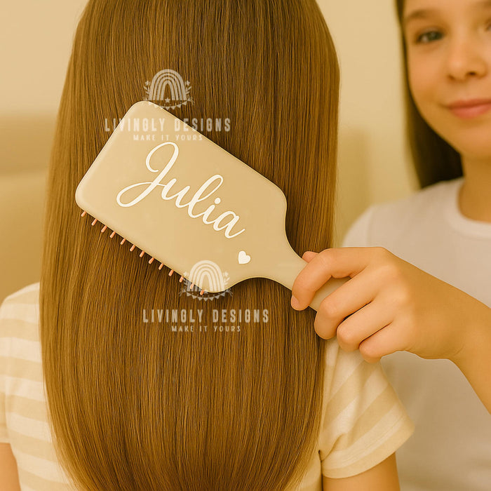 Personalized Name Hairbrush with Ribbon | Custom Engraved Comb Gift | Bridesmaid Gift, Birthday Gift, Mother’s Day Gift for Her