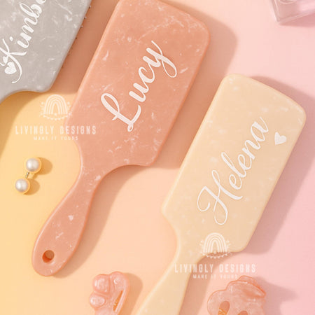 Personalized Name Hairbrush with Ribbon | Custom Engraved Comb Gift | Bridesmaid Gift, Birthday Gift, Mother’s Day Gift for Her