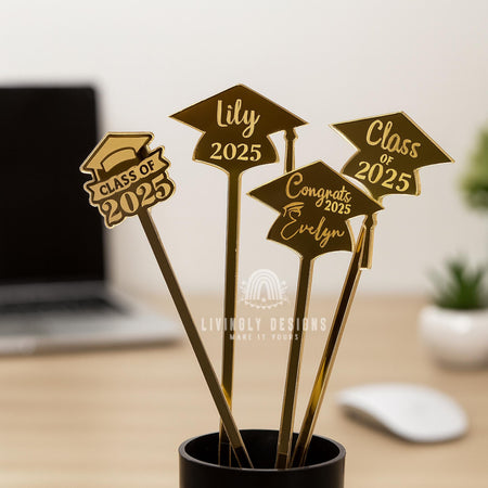 Personalized Graduation Drink Stirrers: Custom Acrylic Party Favors