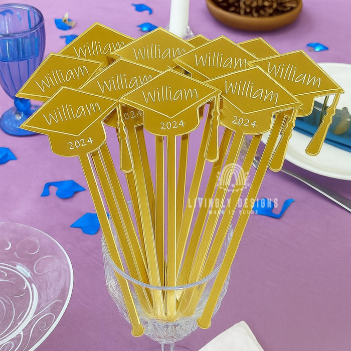 Personalized Graduation Drink Stirrers: Custom Acrylic Party Favors