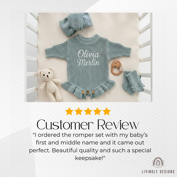 Personalized Baby Ruffle 3-Piece Romper Outfit