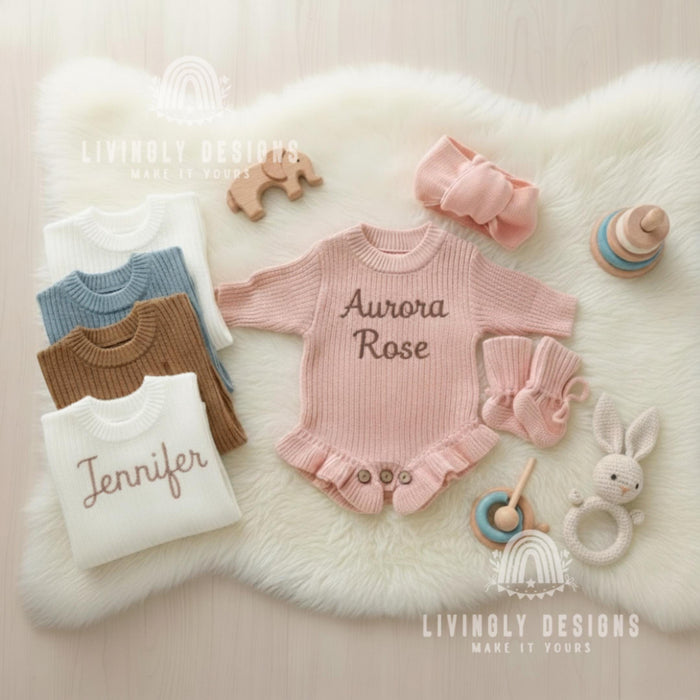 Personalized Baby Ruffle 3-Piece Romper Outfit