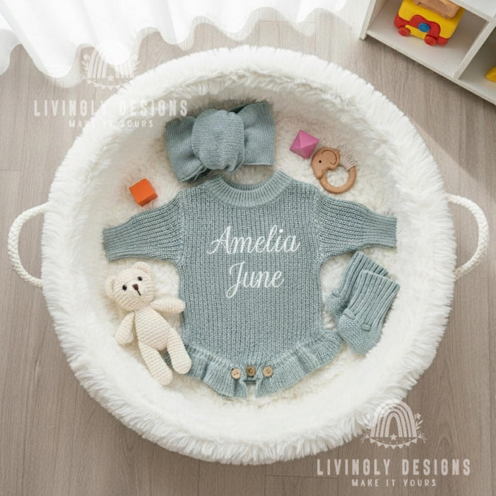 Personalized Baby Ruffle 3-Piece Romper Outfit