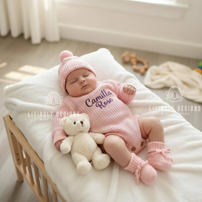 Custom Name Baby Romper Outfit with Socks