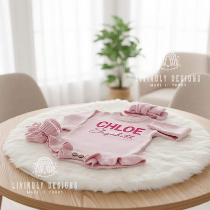 Personalized Baby Ruffle 3-Piece Romper Outfit