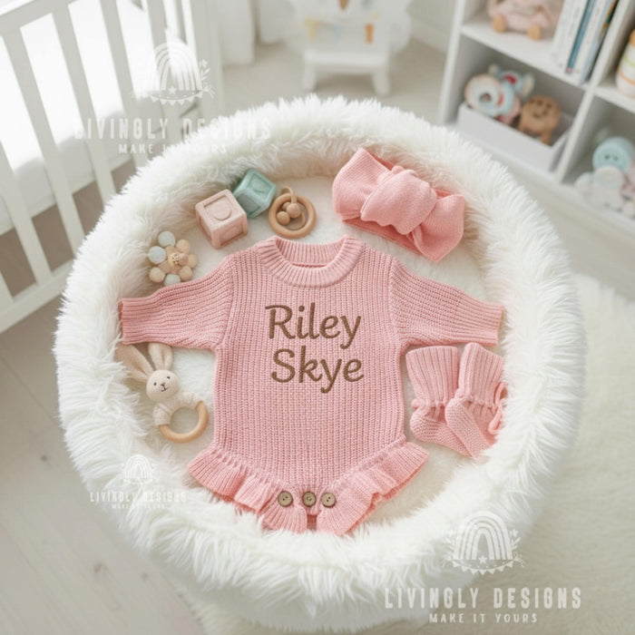 Personalized Baby Ruffle 3-Piece Romper Outfit