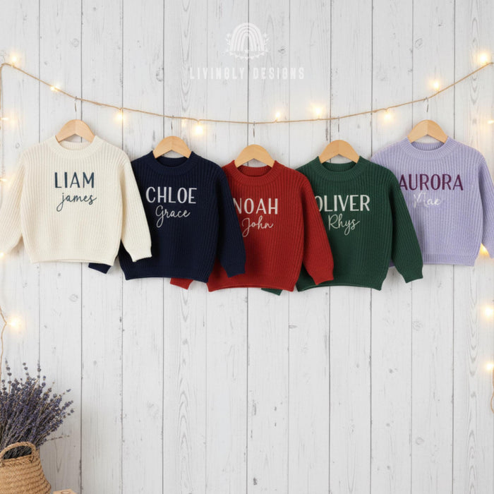 Custom Embroidered Name Baby Sweater: Personalized Soft Toddler and Kids Pullover