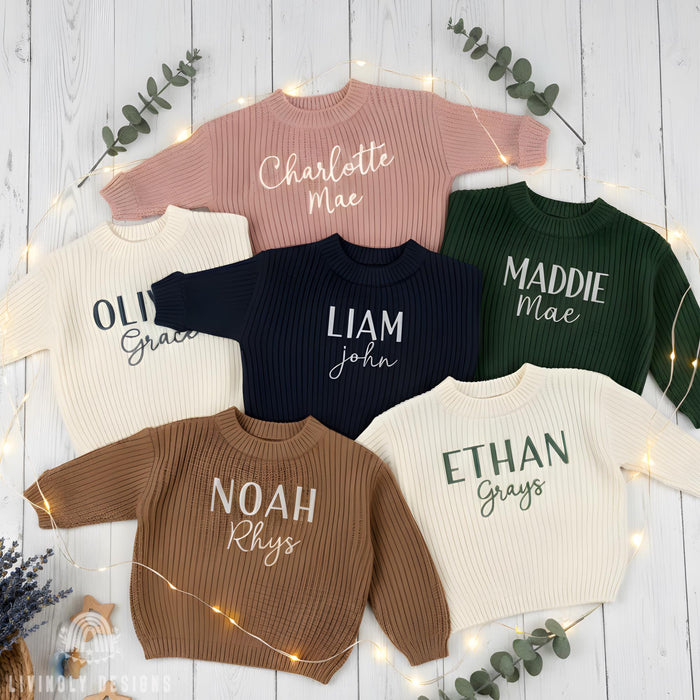 Custom Embroidered Name Baby Sweater: Personalized Soft Toddler and Kids Pullover