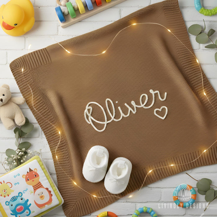 Hand Embroidered Custom Name Baby Blanket