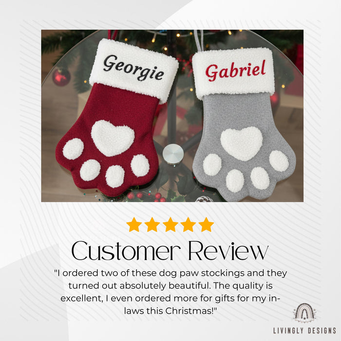 Custom Name Dog Christmas Stocking Paw Print