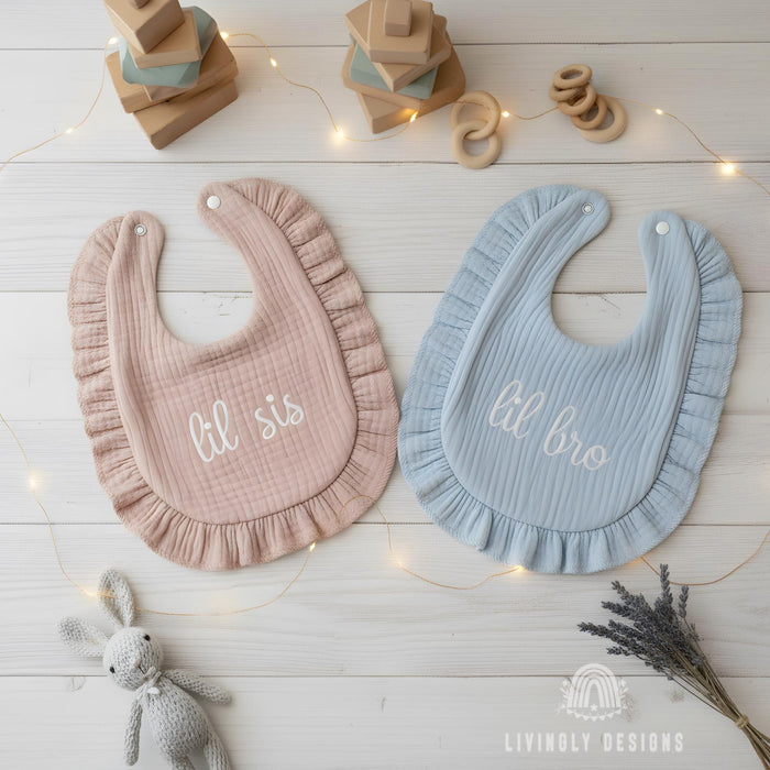 Personalized Baby Name Ruffle Soft Cotton Bib