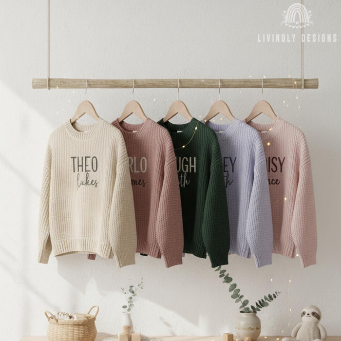 Custom Embroidered Name Baby Sweater: Personalized Soft Toddler and Kids Pullover
