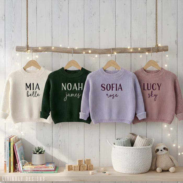 Custom Embroidered Name Baby Sweater: Personalized Soft Toddler and Kids Pullover