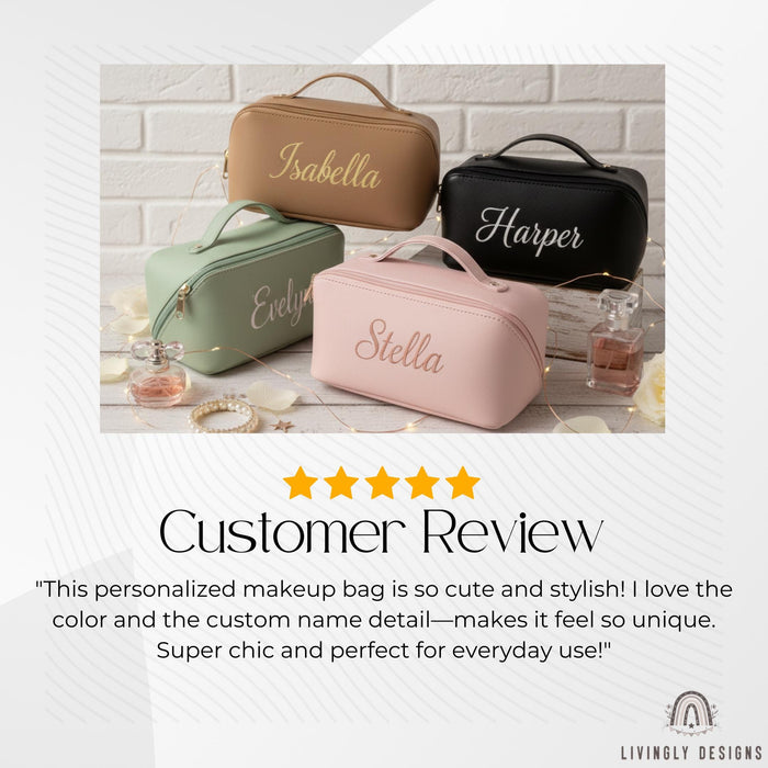 Custom Leather Makeup Bag Travel Pouch