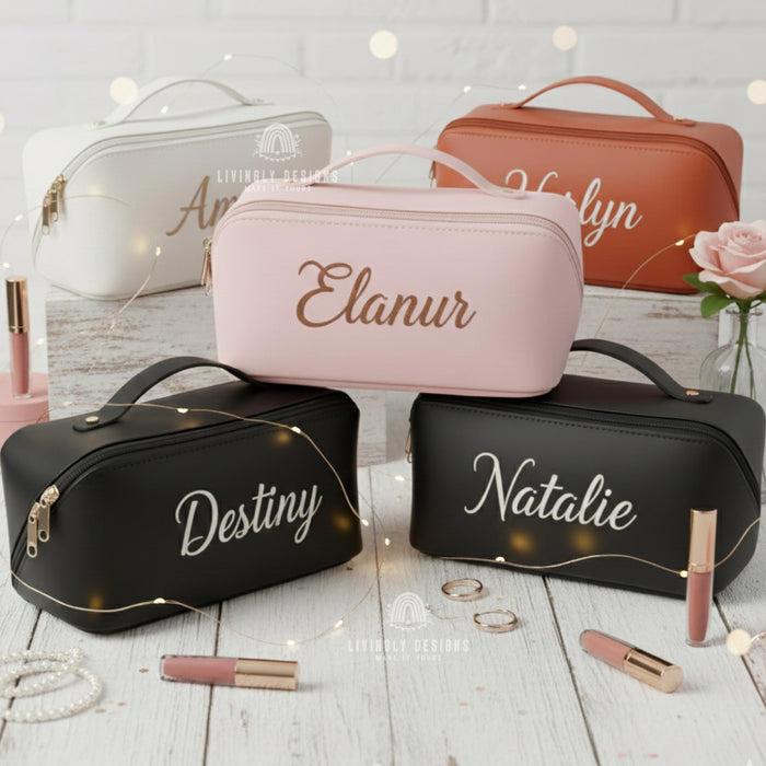 Custom Leather Makeup Bag Travel Pouch