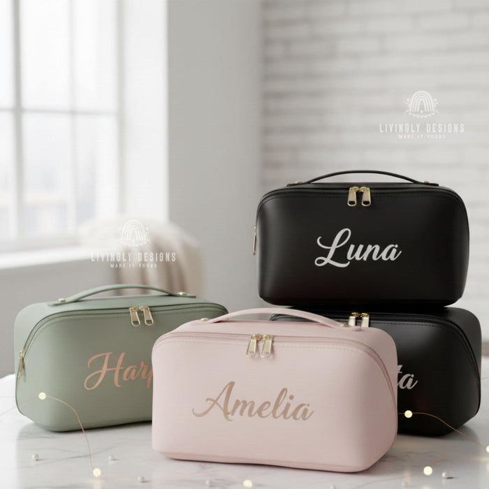 Custom Leather Makeup Bag Travel Pouch