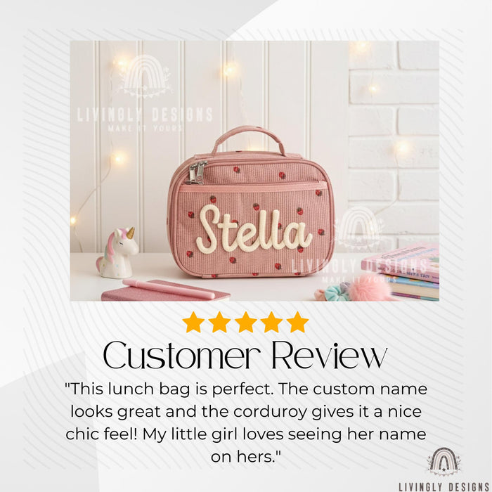 Personalized Corduroy Kids Lunch Box with Name