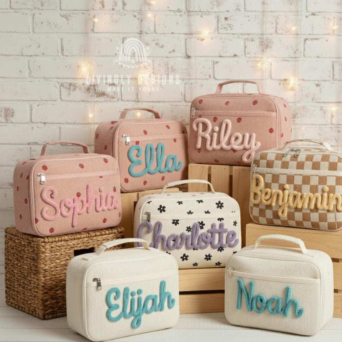 Personalized Corduroy Kids Lunch Box with Name