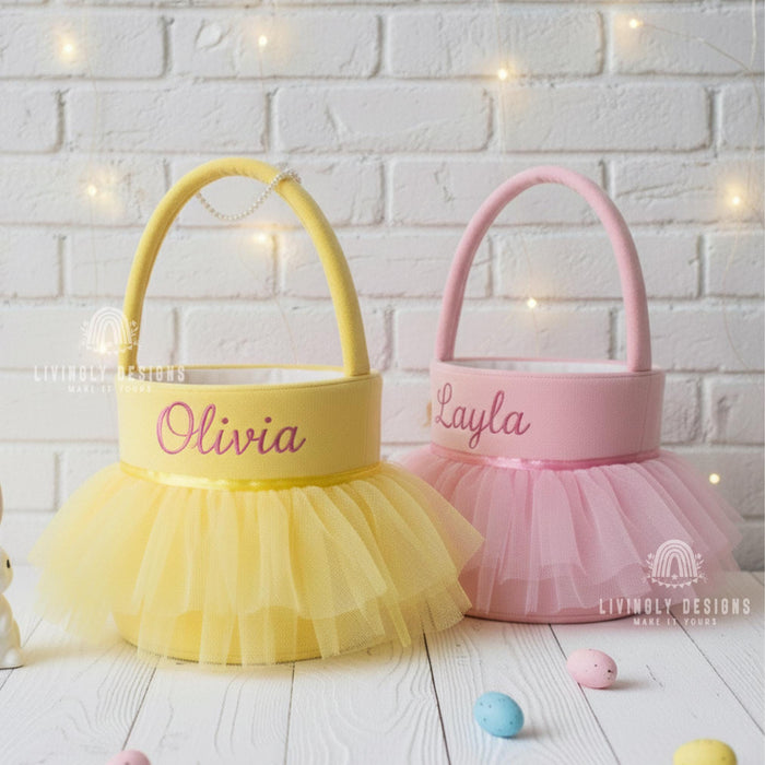 Personalized Flower Girl Basket Velvet Yarn Skirt