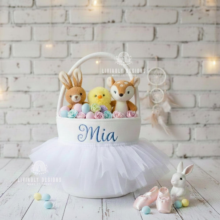 Personalized Flower Girl Basket Velvet Yarn Skirt