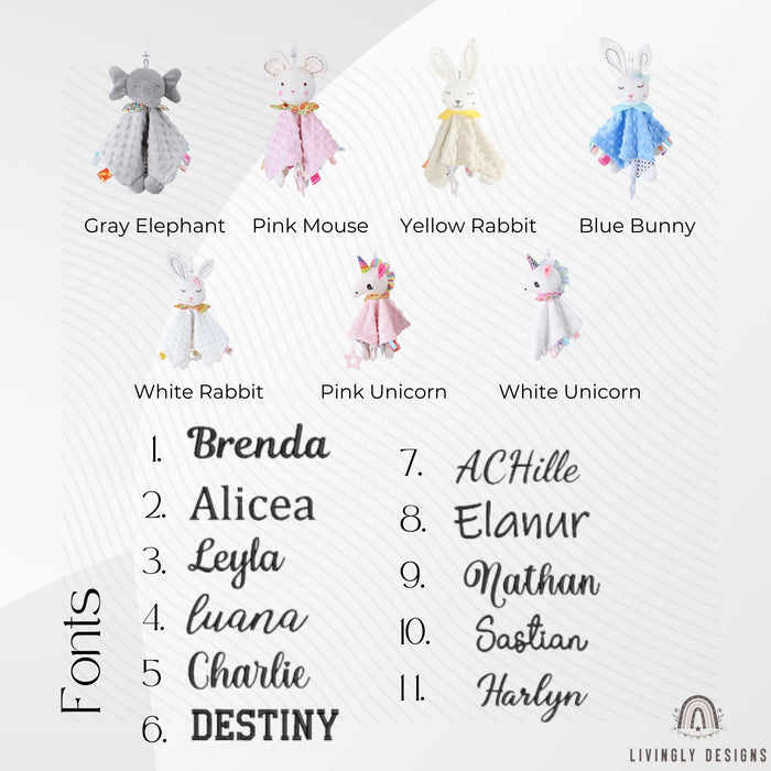 Personalized Plush Animal Baby Comforter