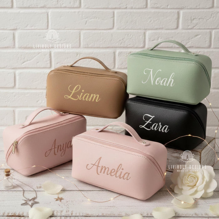 Custom Leather Makeup Bag Travel Pouch