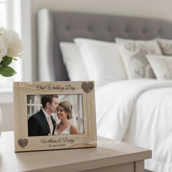 Custom Family Name Photo Frame: Personalized Engraved Wooden Wall Decor