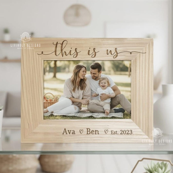 Custom Family Name Photo Frame: Personalized Engraved Wooden Wall Decor