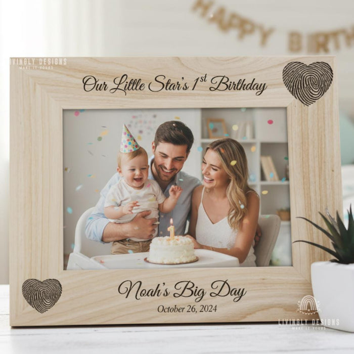 Custom Family Name Photo Frame: Personalized Engraved Wooden Wall Decor