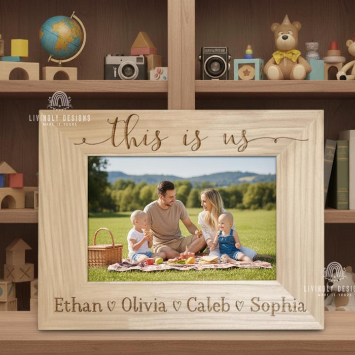 Custom Family Name Photo Frame: Personalized Engraved Wooden Wall Decor