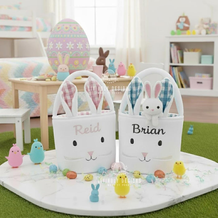 Custom Name Gingham Bunny Tote