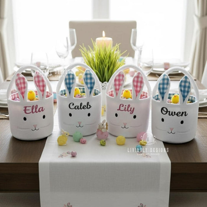 Custom Name Gingham Bunny Tote