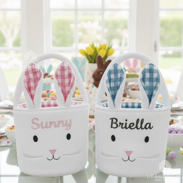 Custom Name Gingham Bunny Tote