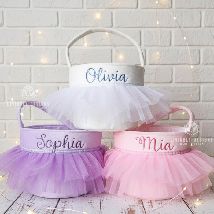 Personalized Flower Girl Basket Velvet Yarn Skirt