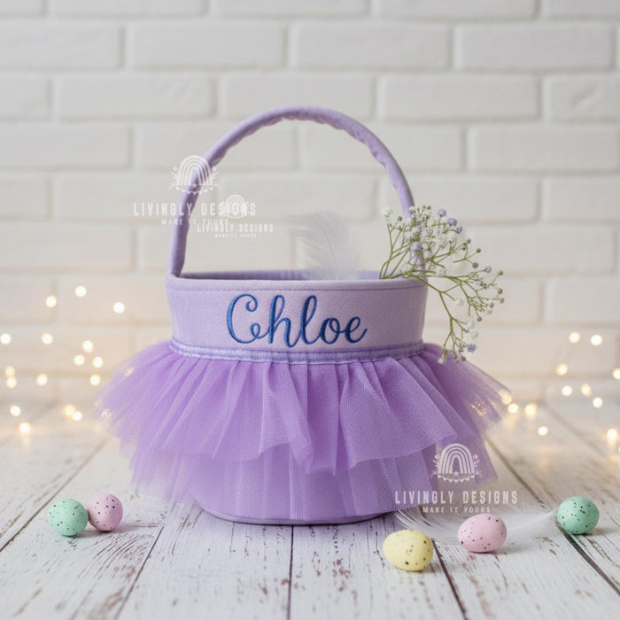 Personalized Flower Girl Basket Velvet Yarn Skirt