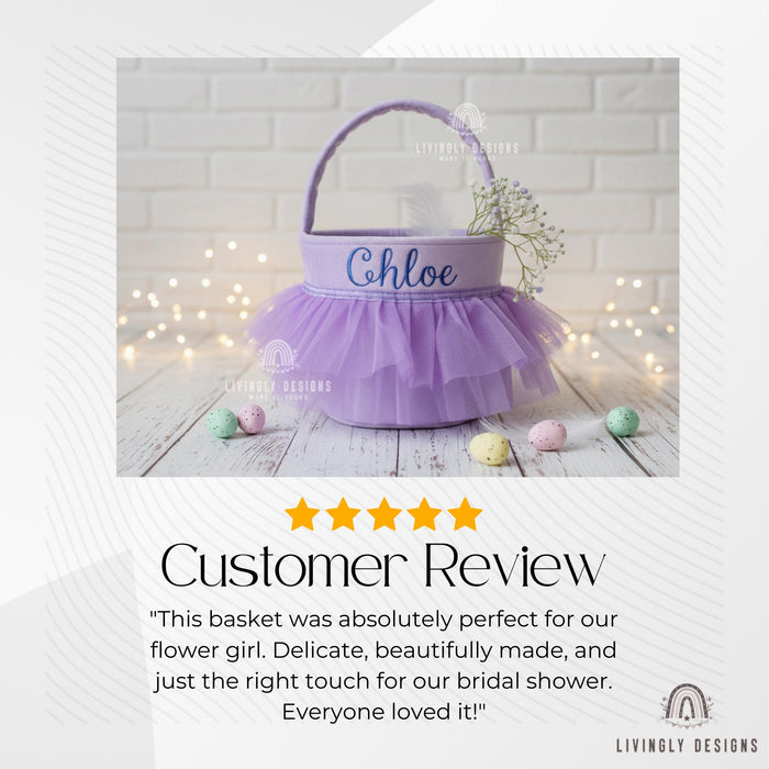 Personalized Flower Girl Basket Velvet Yarn Skirt