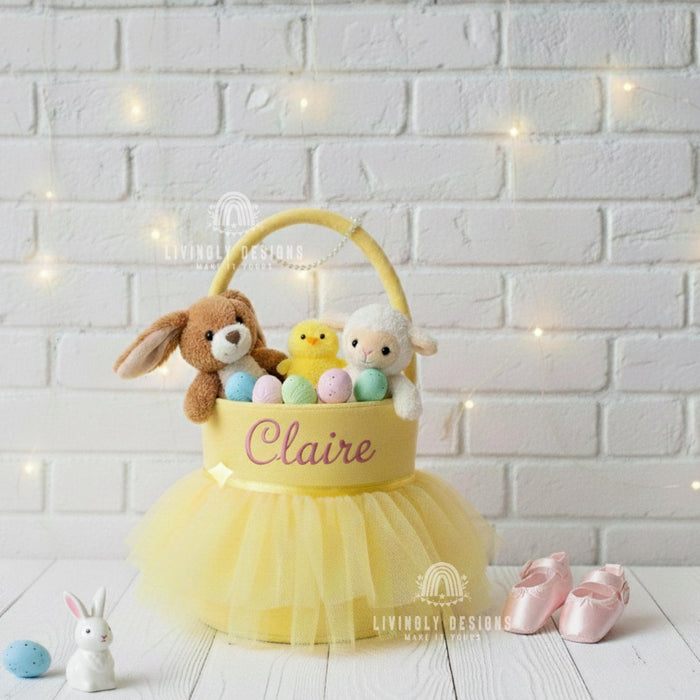 Personalized Flower Girl Basket Velvet Yarn Skirt