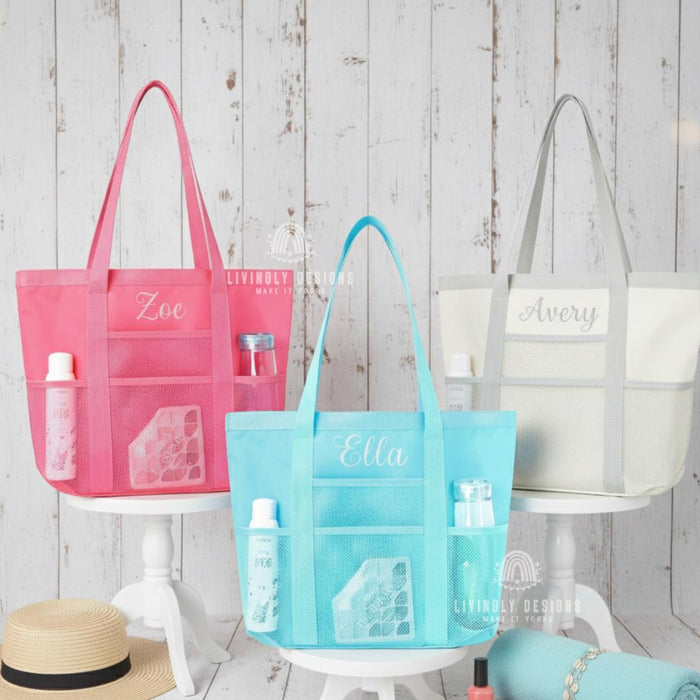 Custom Mesh Tote Bag: Personalized Travel Bag Summer Organizer