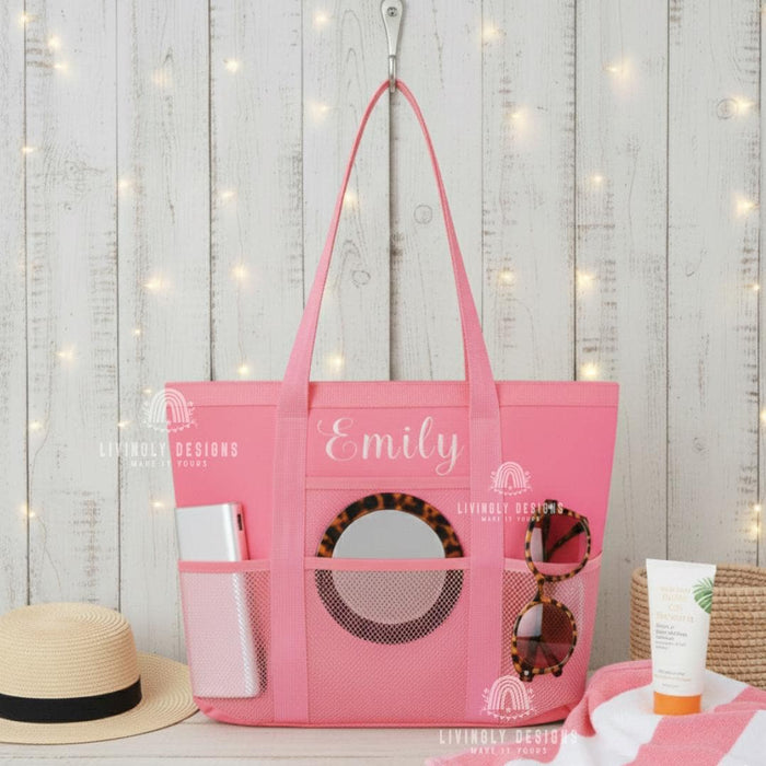 Custom Mesh Tote Bag: Personalized Travel Bag Summer Organizer