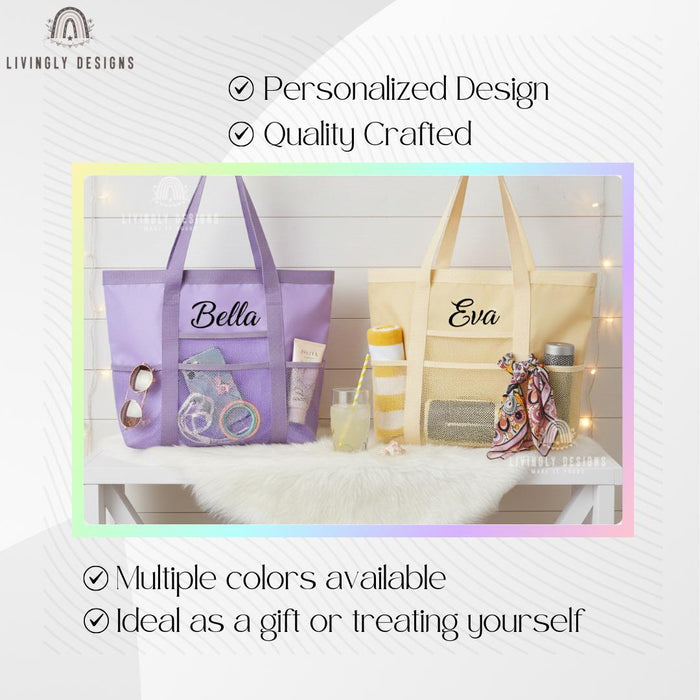 Custom Mesh Tote Bag: Personalized Travel Bag Summer Organizer