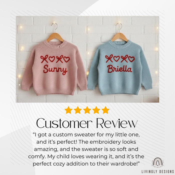 Personalized Baby Name Sweater with Bows & Hearts